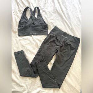 Alphalete Scrunch Butt Leggings + Sports Bra | Amplify Contour in Grey Smoke